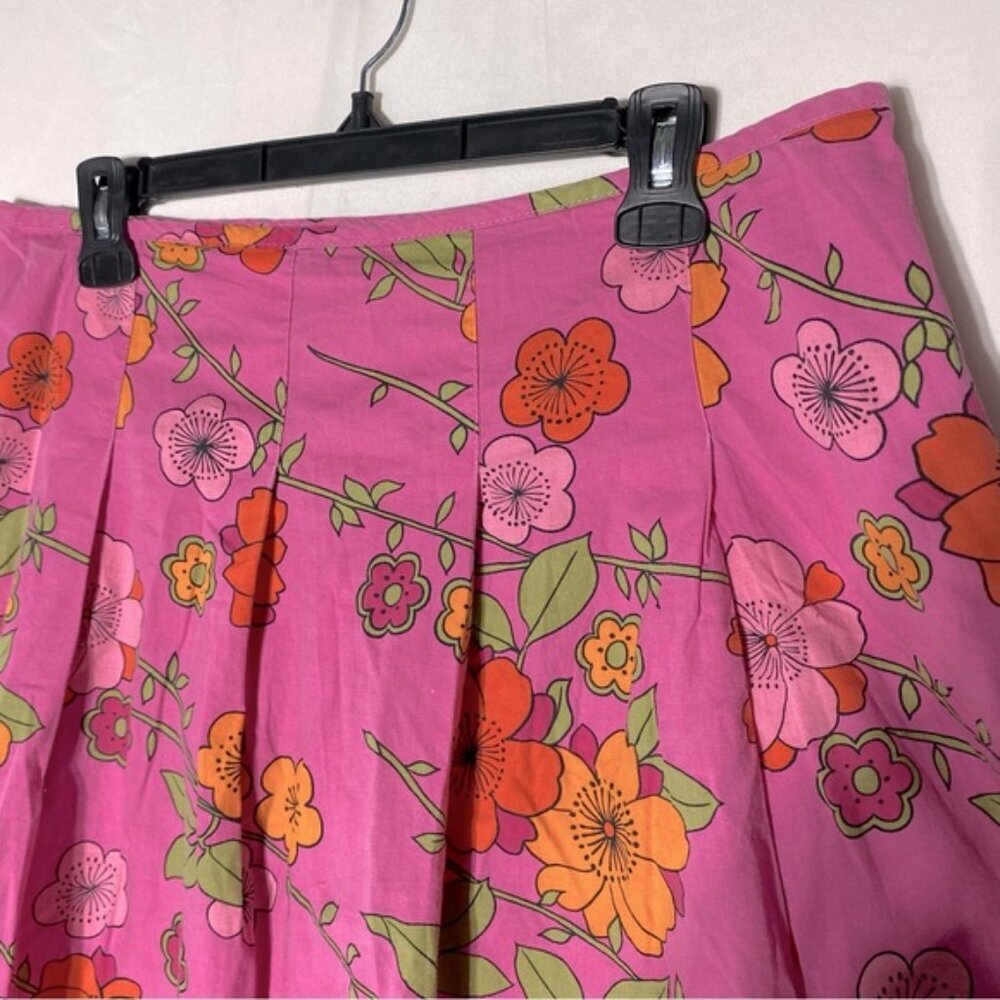 Vintage Y2K Smart Set Pink Orange Floral Pleated Front Skirt 10 - Picture 5 of 12